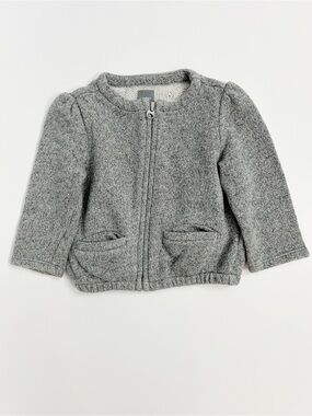 Baby Gap Charcoal Marled Sweater Fleece Zip Jacket Size 12-18 Months